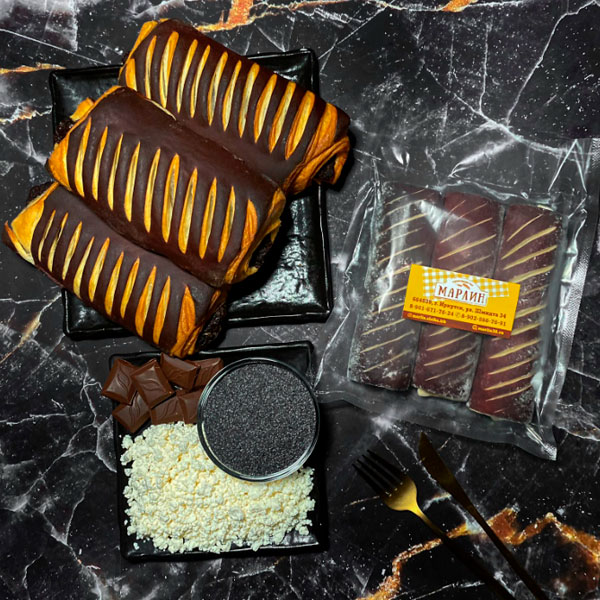 Фото Трубочки шоколадные с маком, творогом и шоколадом