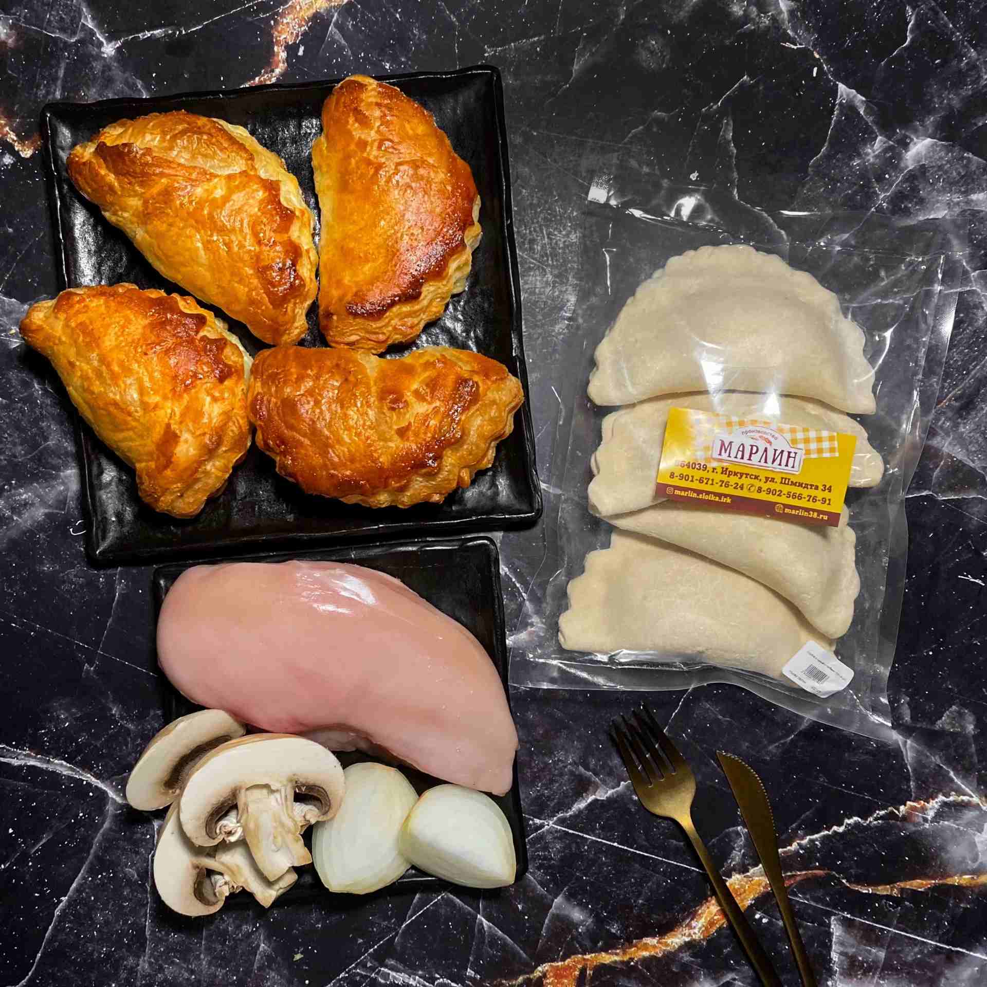 Фото Слойки с курицей и грибами